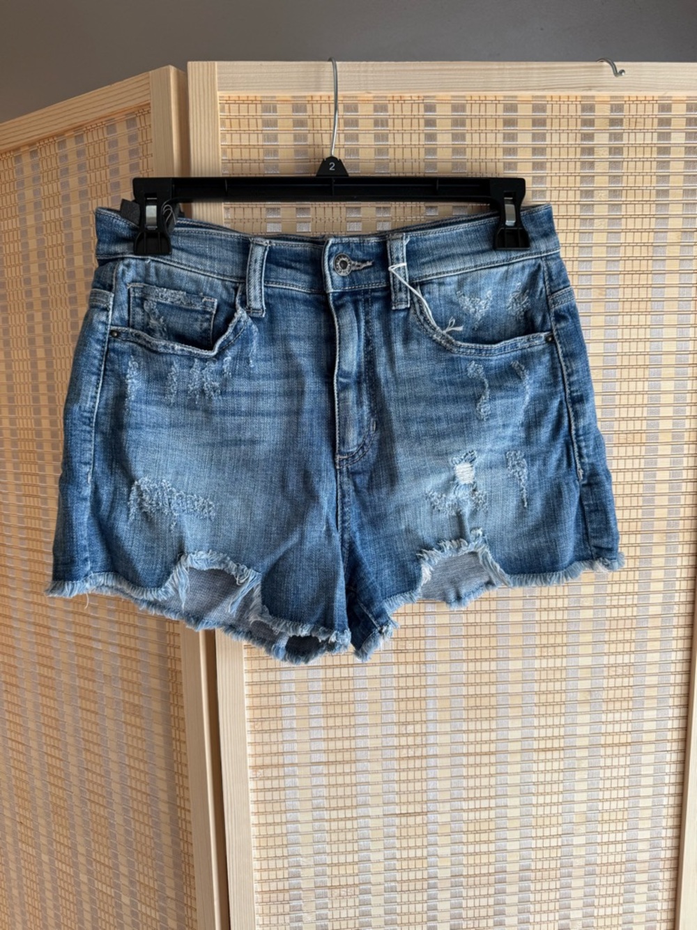 Women's Distressed Denim Shorts - Blue